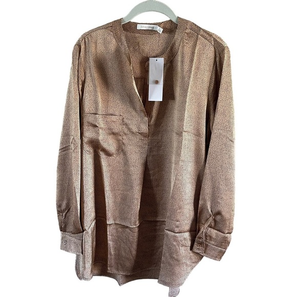 NWT Bishop + Young Top micro dots slight shimmer pullover tunic/blouse size LG - Picture 1 of 10
